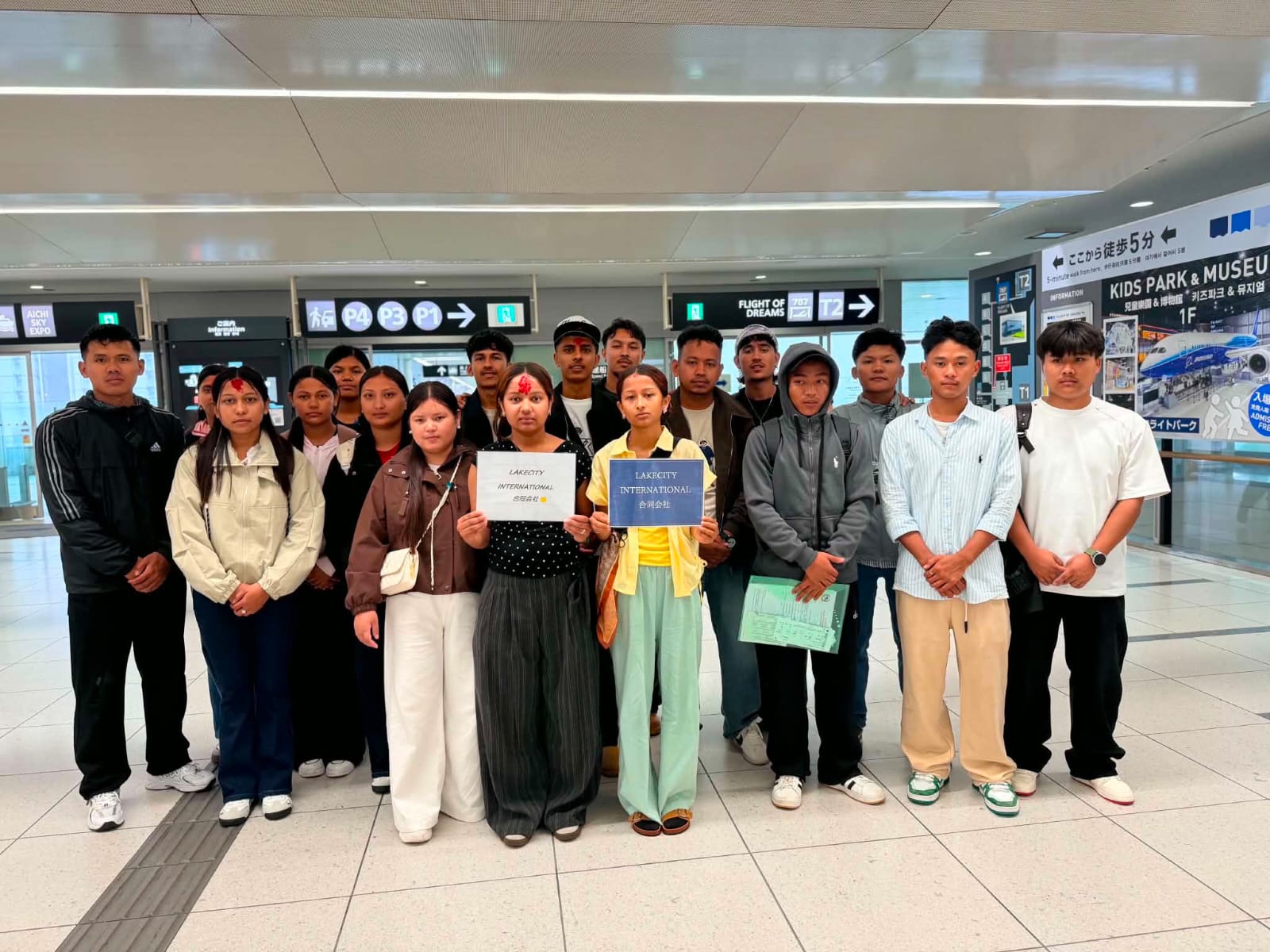 Wisdom International students after arriving in Japan